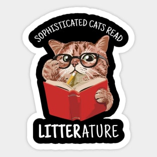 Cute Kitten Reading a Book Funny Sticker